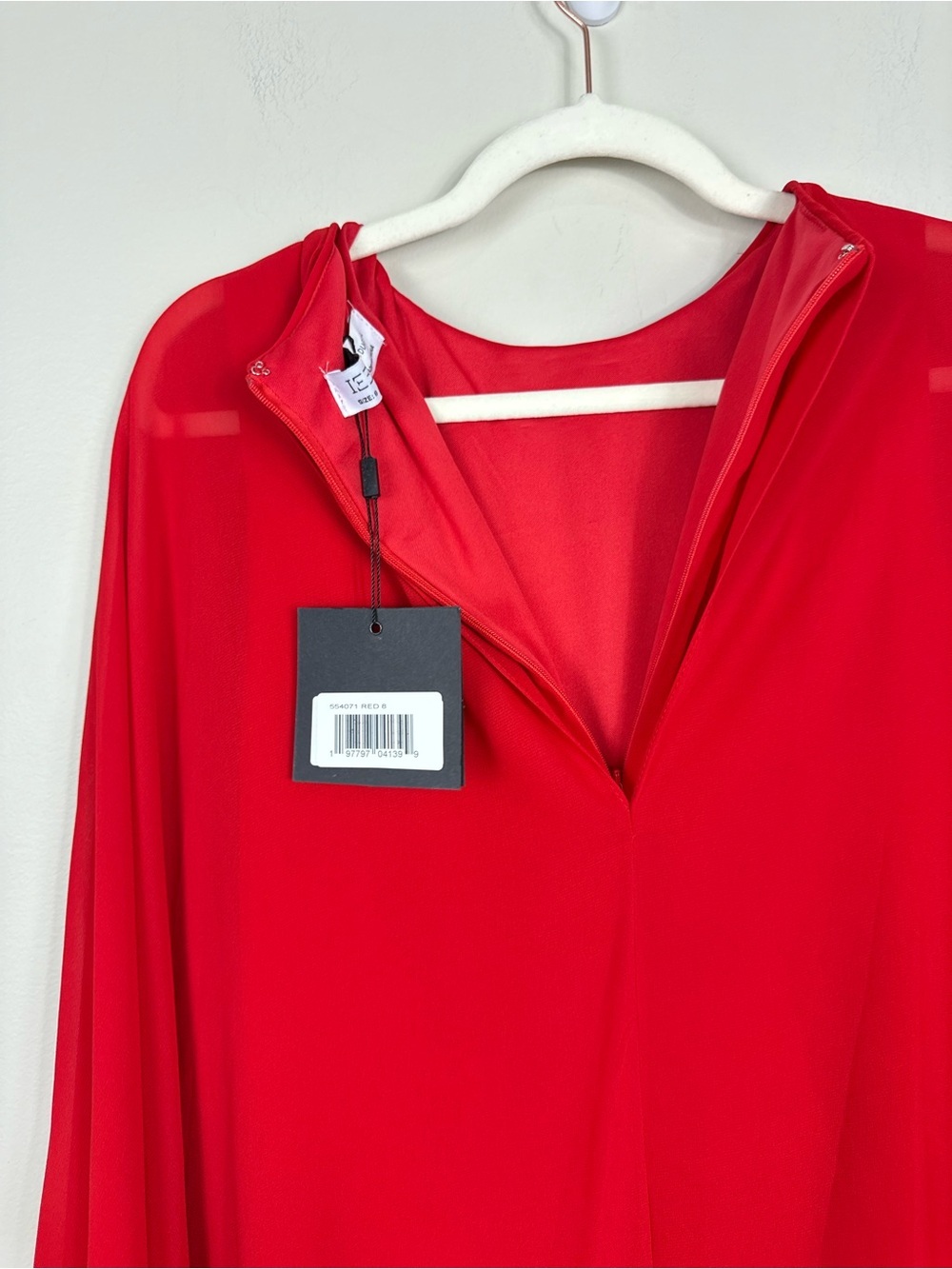Mac Duggal 554071 High Neck Ruffle Hem Cape Mini Dress Womens 8 NWT Cherry Red - Picture 5 of 9